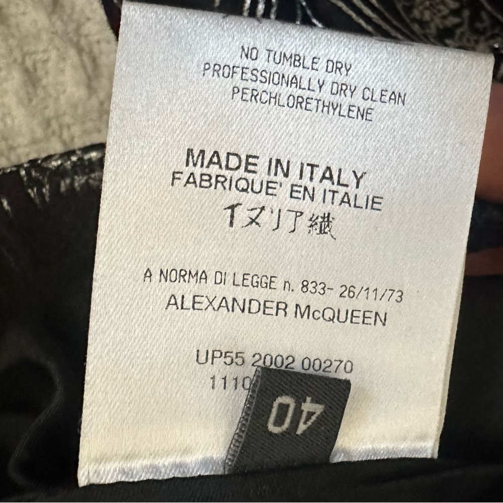 Vintage Alexander McQueen Skull Embroidered Trouser Size 40 NWOT Unhemmed Runway - Picture 7 of 8